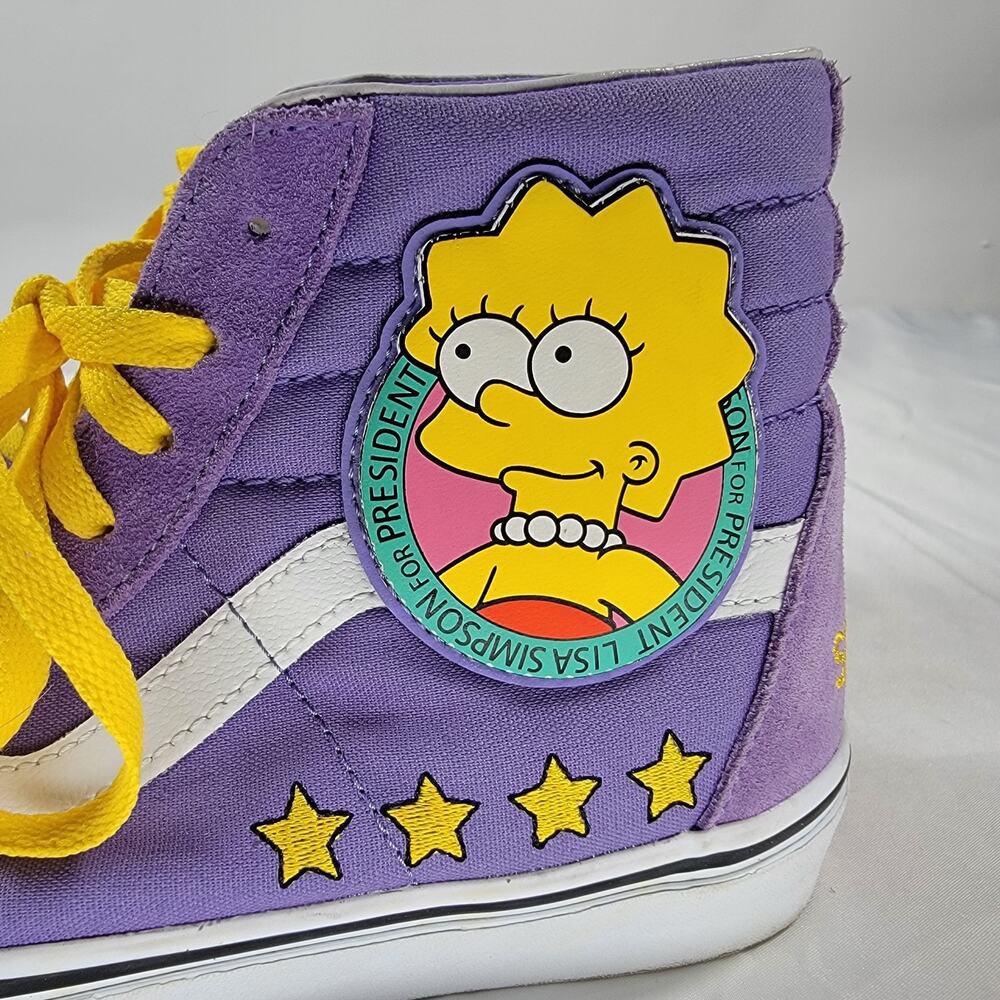 Vans Sk8-Hi Lisa Simpson For President Purple & Yellow Women 9/ Men 7.5 Sneakers - Picture 2 of 14